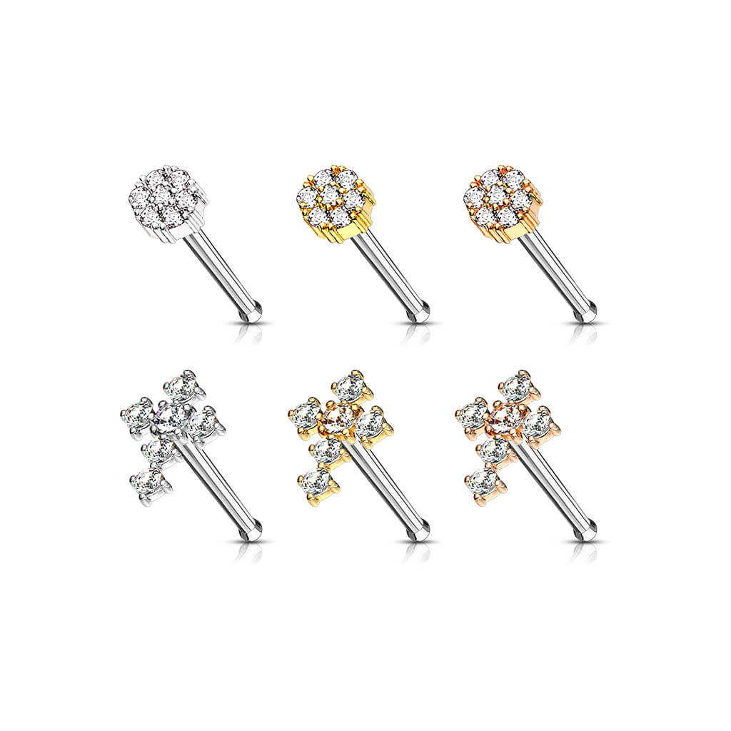 Nasenstecker Blume Kreuz Zirkonia, 6 Stück - Image 2