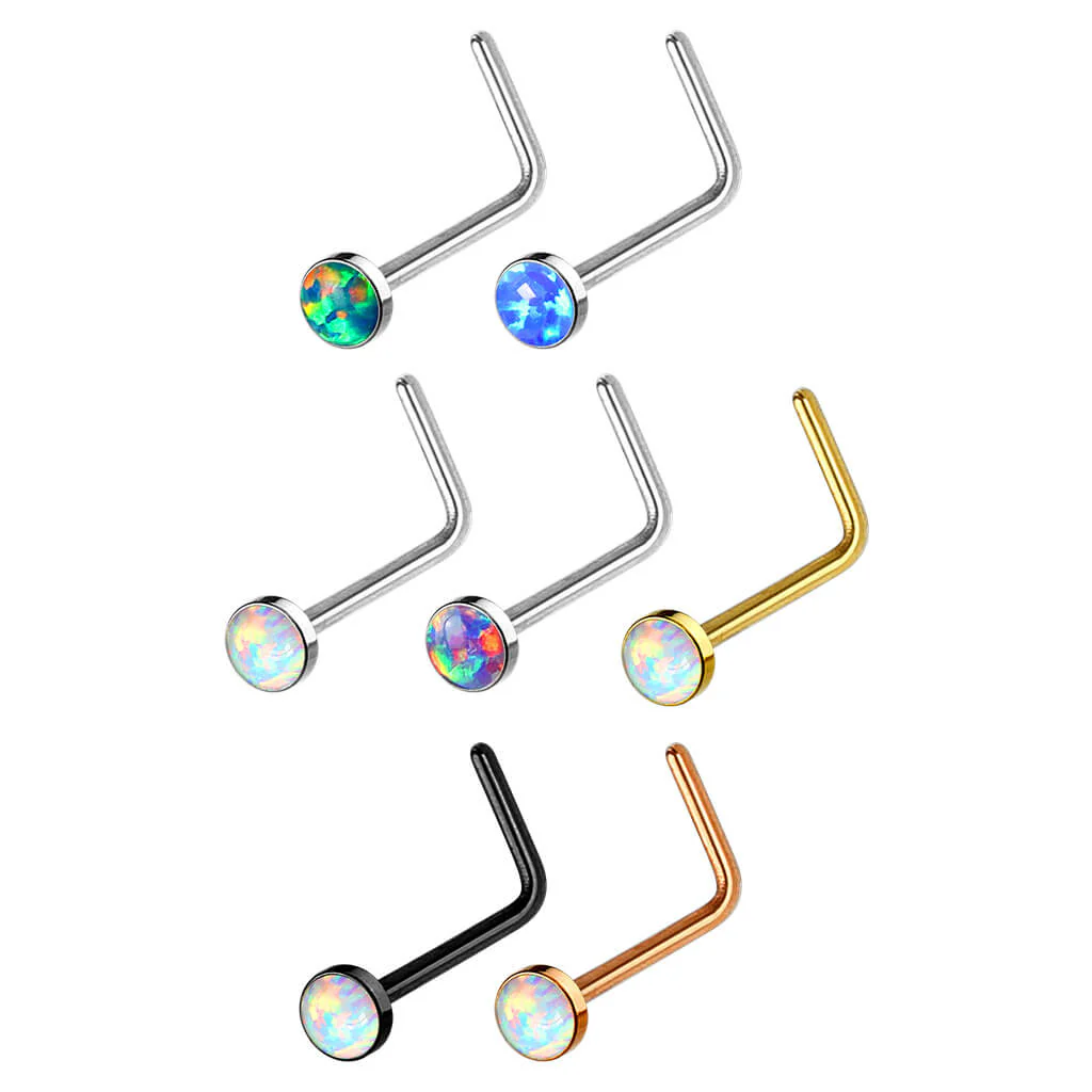 Nasenstecker L-Form Opal Rund, 7 Stück - Image 2