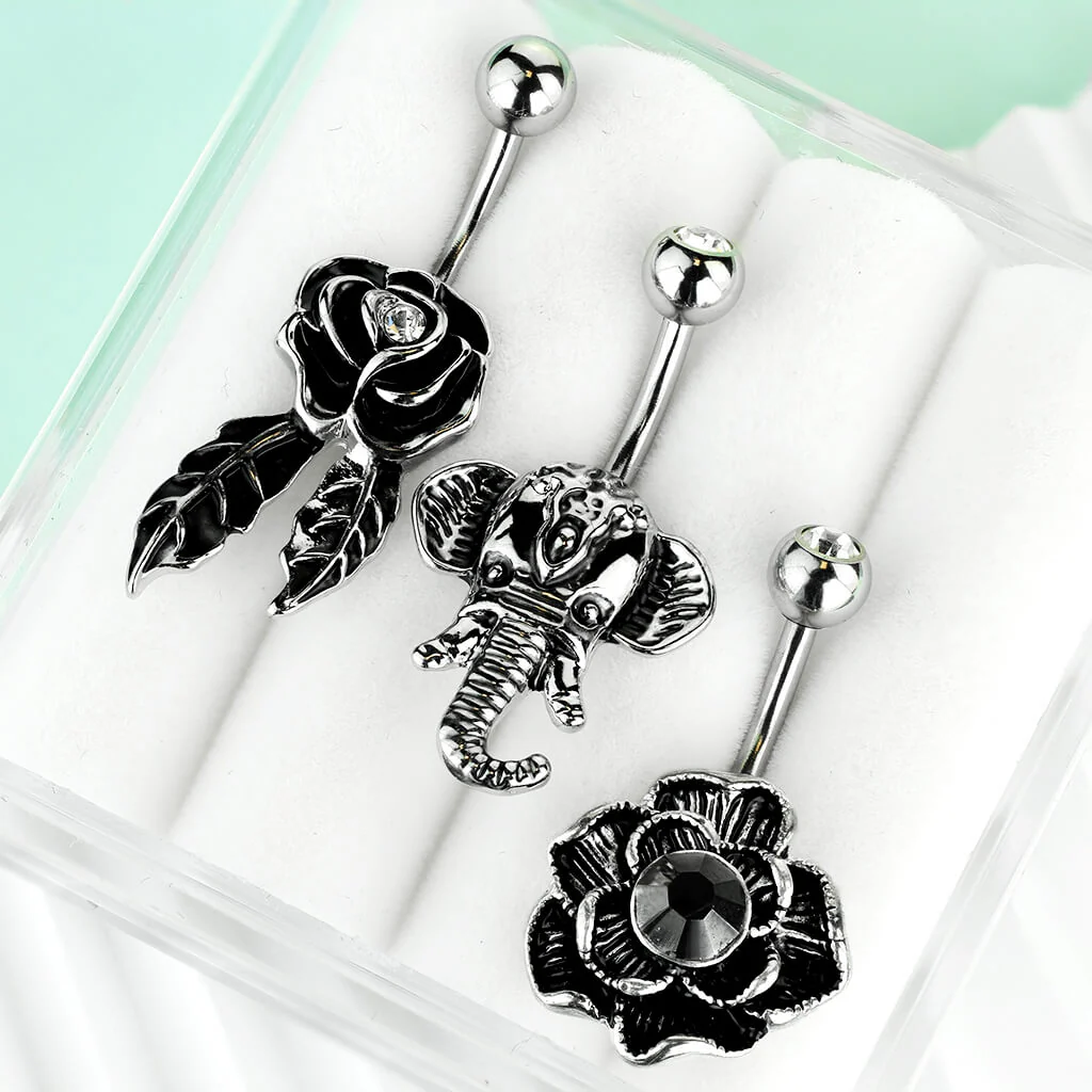 Bauchnabelpiercing Set Zirkonia Silber, 3 Stück - Image 3