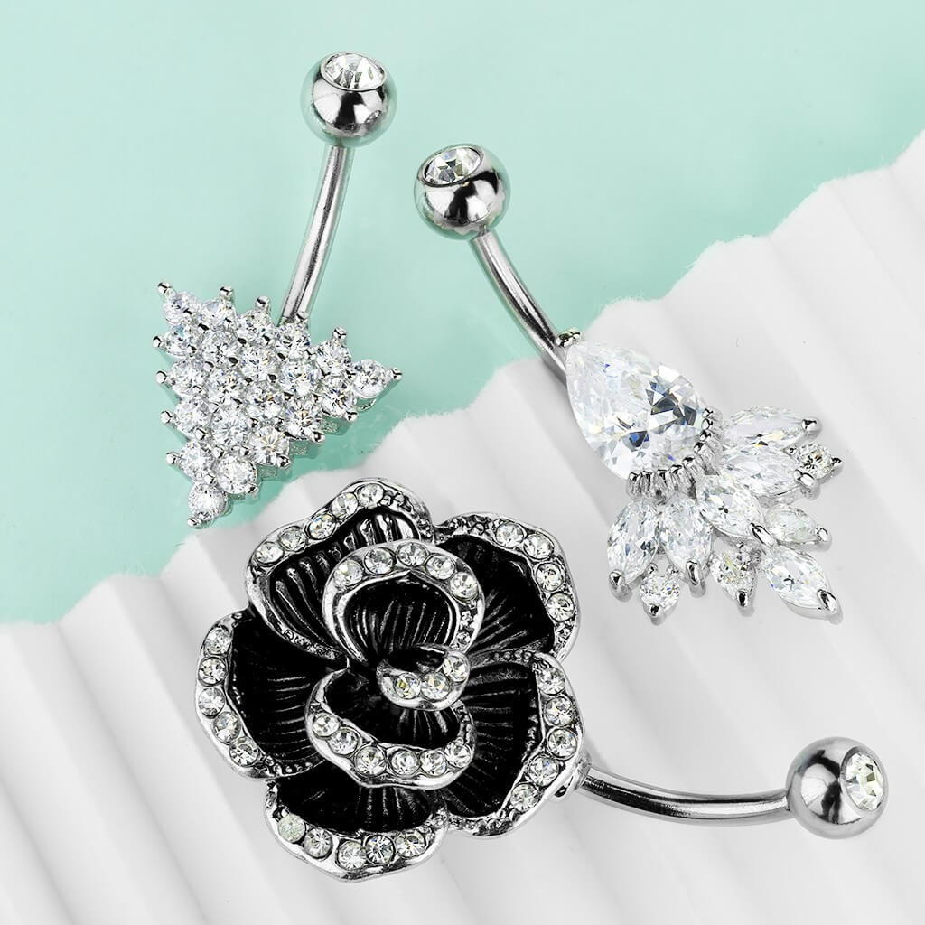 Bauchnabelpiercing Set Zirkonia, 3 Stück - Image 3