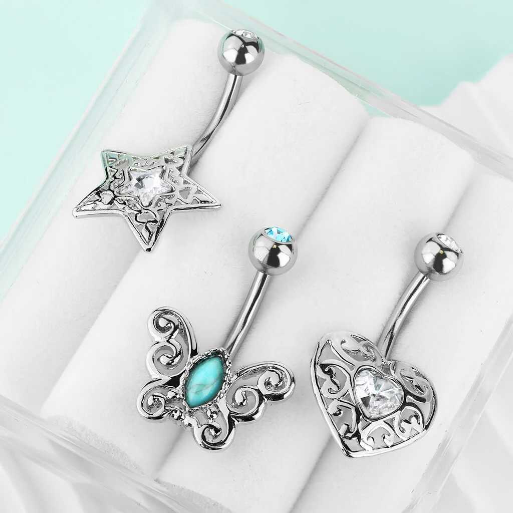 Bauchnabelpiercing Set Zirkonia, 3 Stück - Image 3