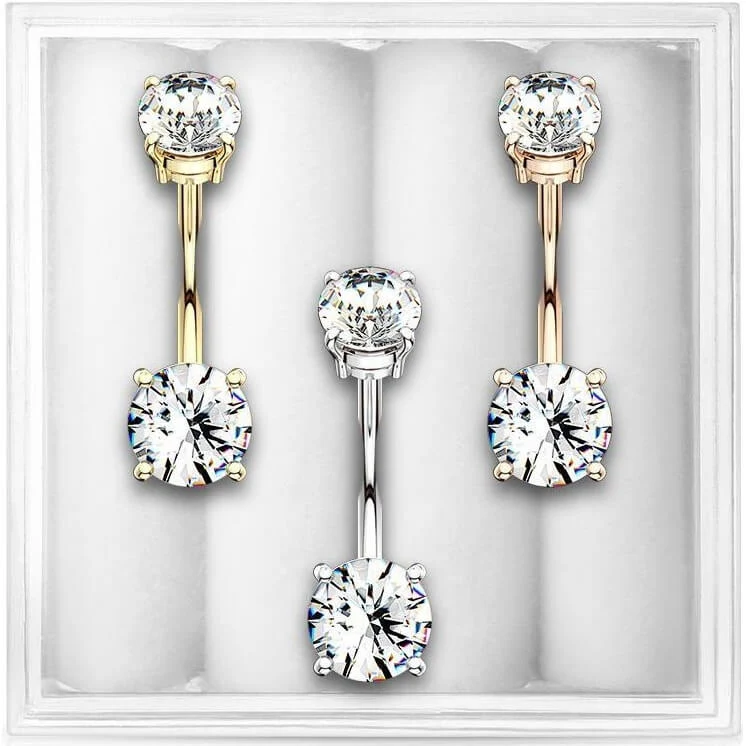 Bauchnabelpiercing Zirkonia Innengewinde, 3 Stück