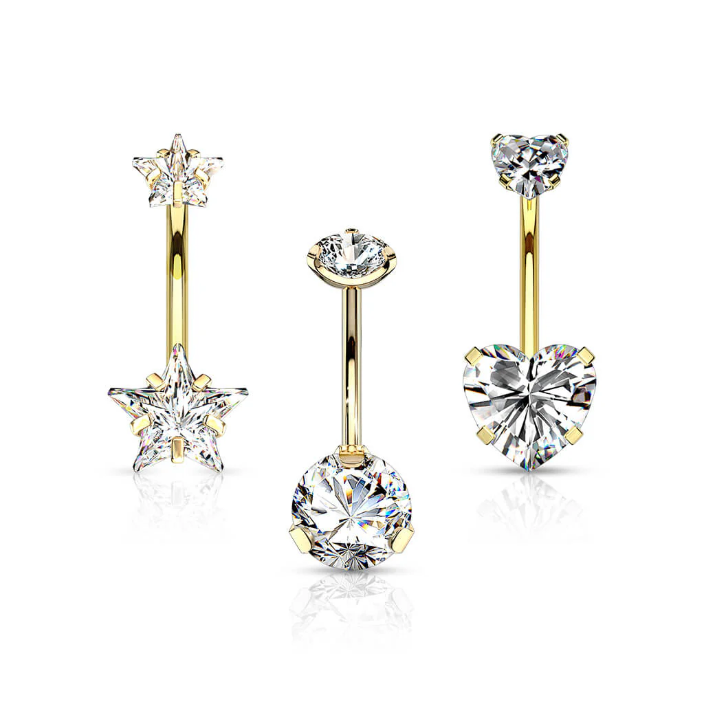 Bauchnabelpiercing Set Zirkonia Innengewinde, 3 Stück - Image 3
