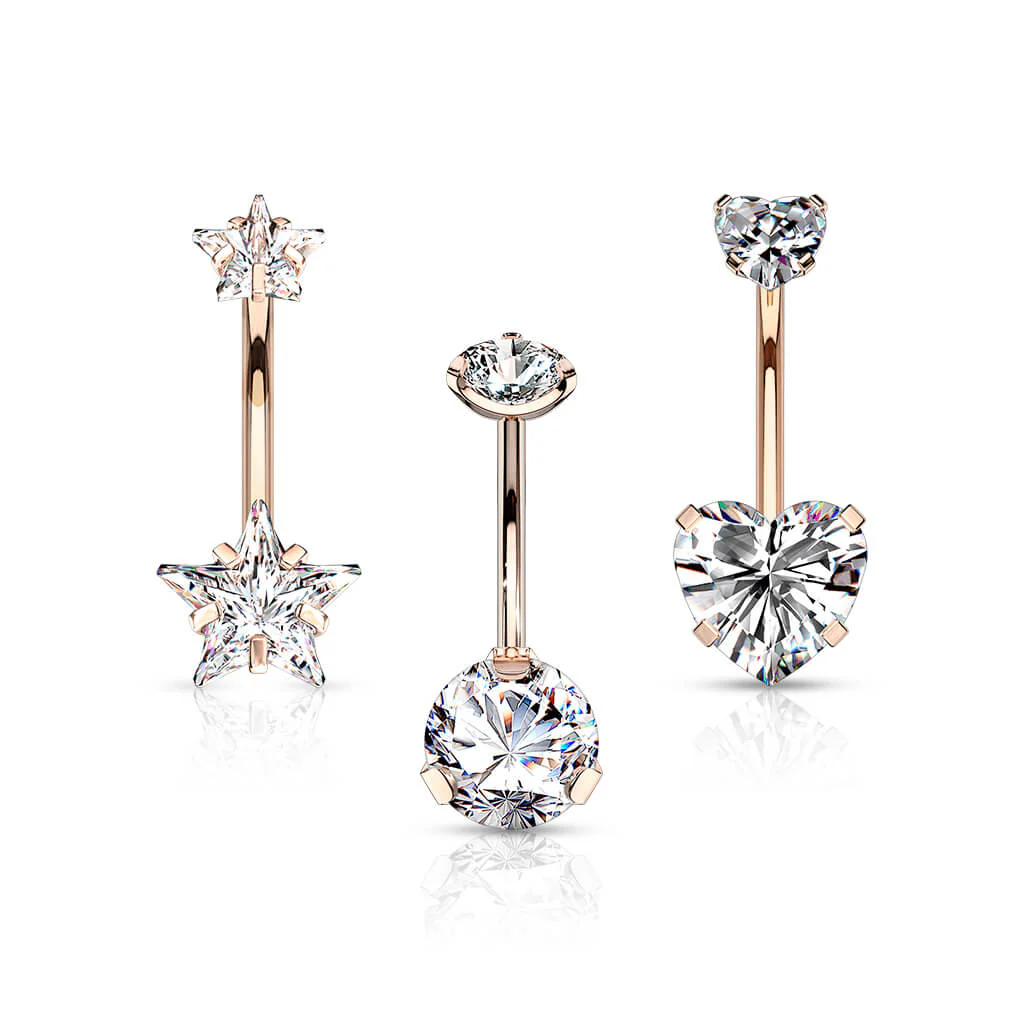 Bauchnabelpiercing Set Zirkonia Innengewinde, 3 Stück - Image 4