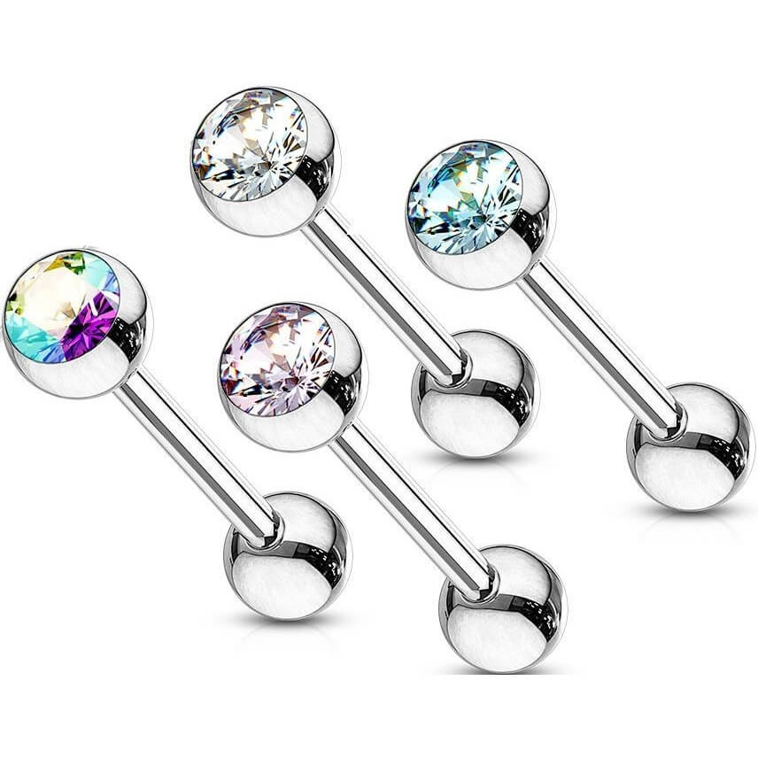 Barbell Kugel Zirkonia, 4 Stück
