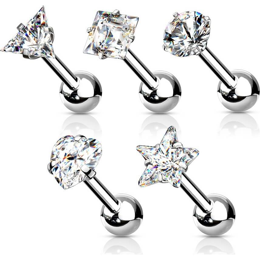 Barbell Set Zirkonia Silber, 5 Stück - Image 2