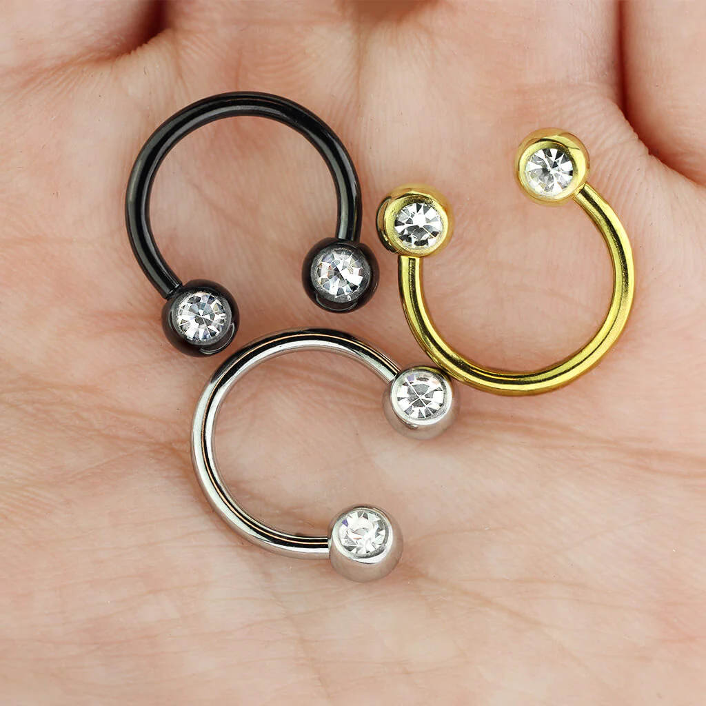 Hufeisen Piercing Kugel Zirkonia PVD, 6 Stück - Image 3