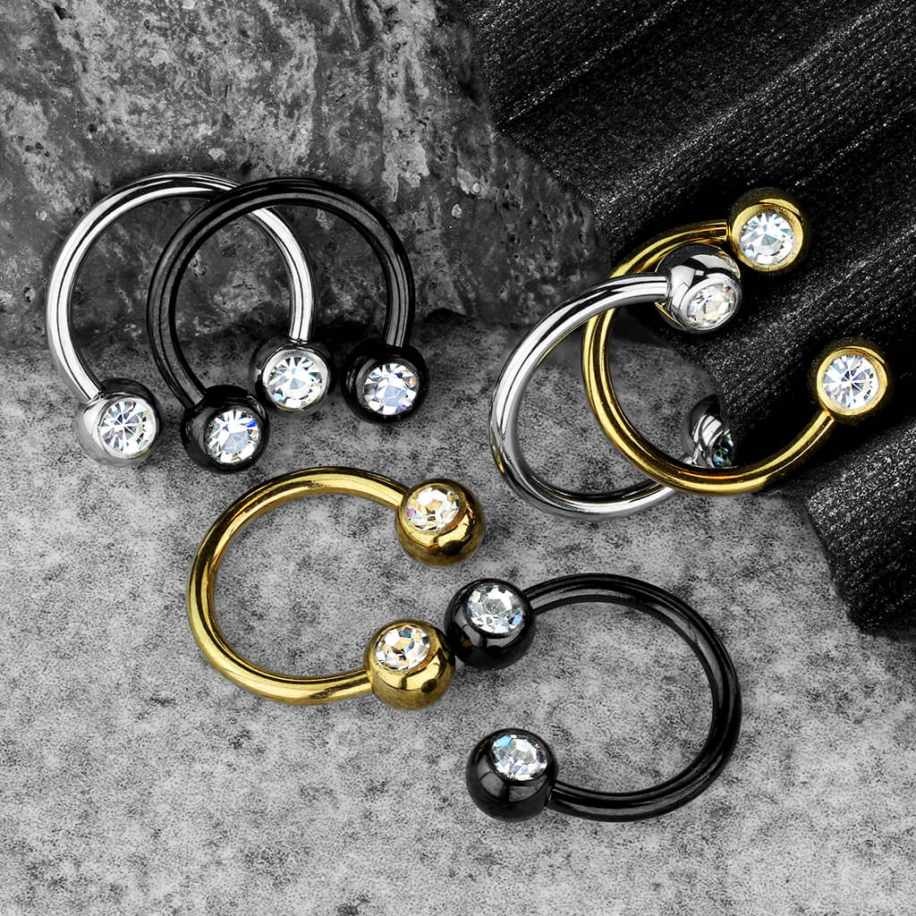 Hufeisen Piercing Kugel Zirkonia PVD, 6 Stück - Image 4