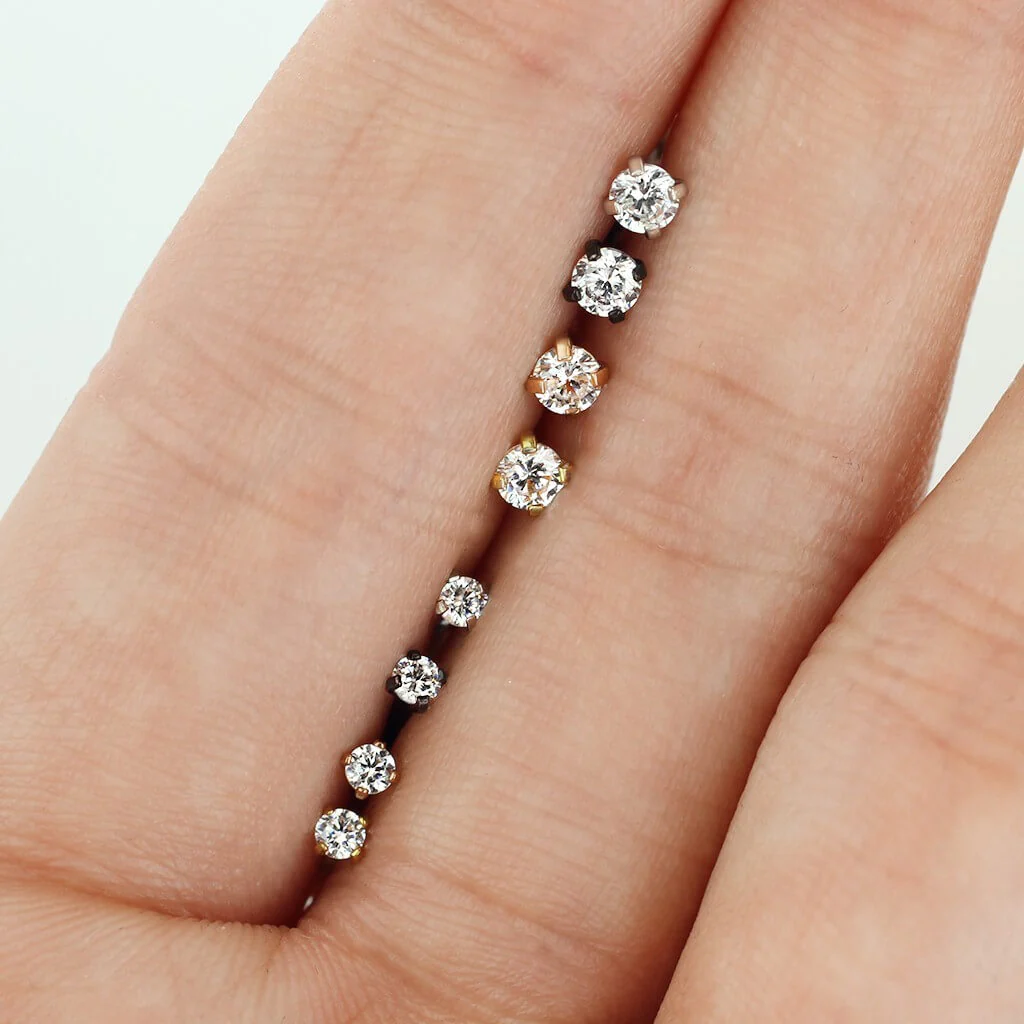 Labret Zirkonia Rund Titan PVD Innengewinde, 4 Stück - Image 3