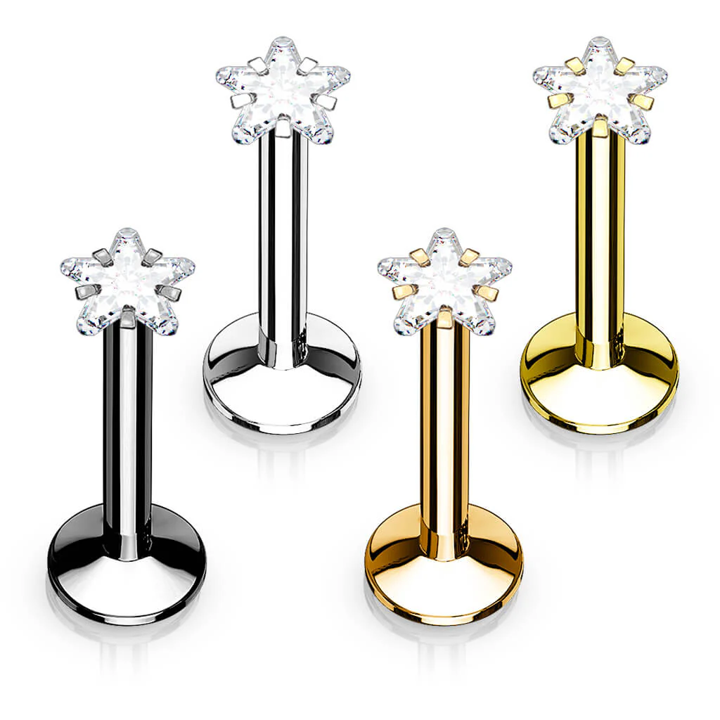Labret Stern Zirkonia Titan PVD Innengewinde, 4 Stück - Image 2