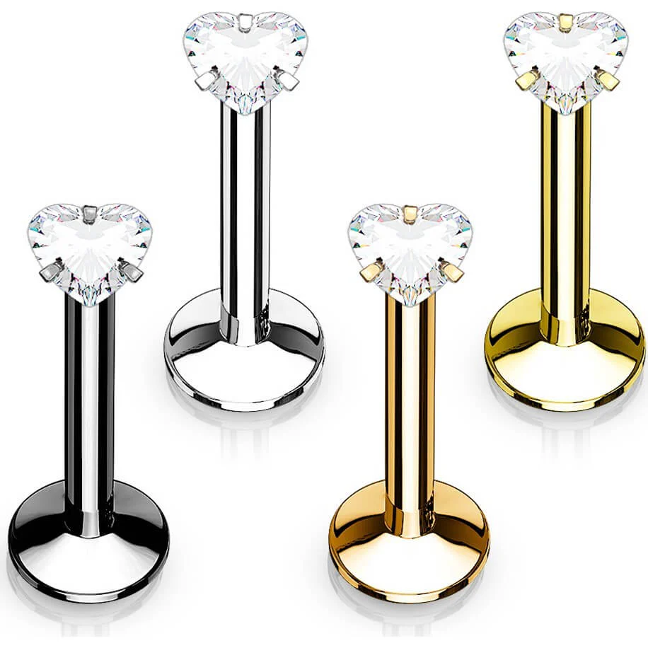 Labret Herz Zirkonia Titan PVD Innengewinde, 4 Stück - Image 2