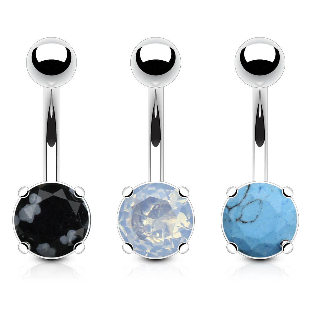 Bauchnabelpiercing Zirkonia Rund Silber, 3 Stück - Image 2