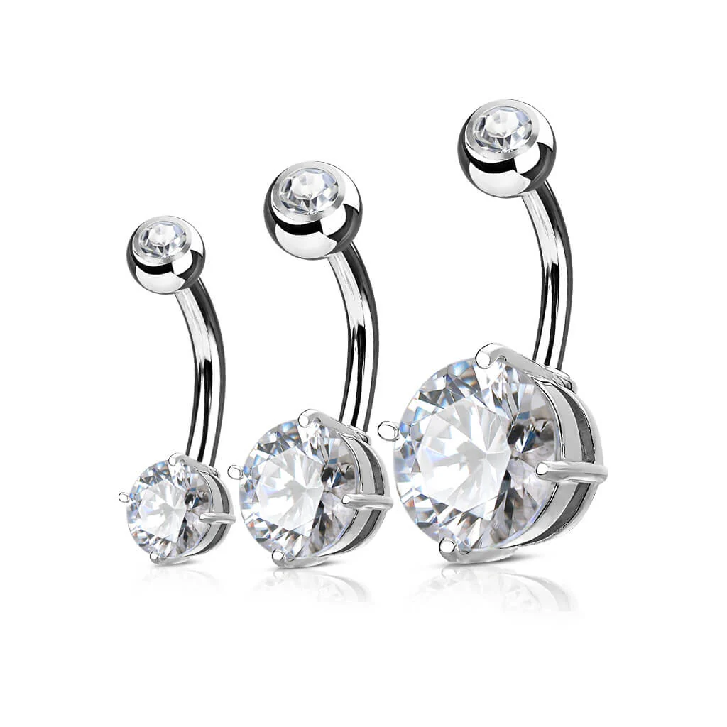 Bauchnabelpiercing Zirkonia Rund Gold, 3 Stück - Image 2