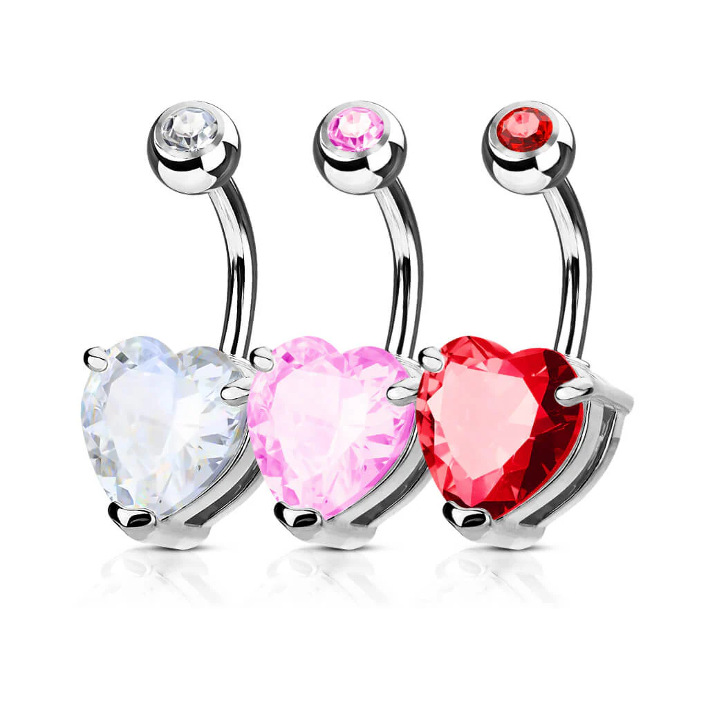 Bauchnabelpiercing Herz Zirkonia Silber, 3 Stück - Image 3
