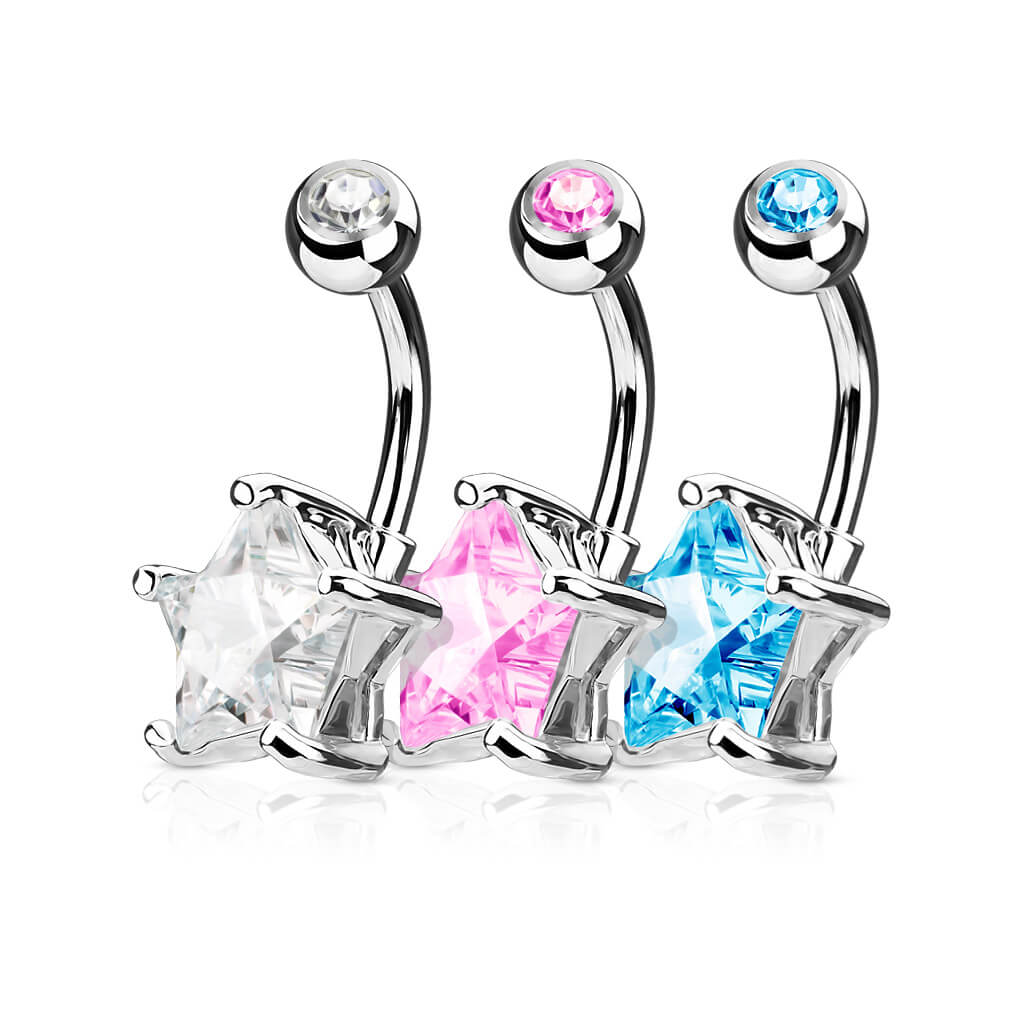 Bauchnabelpiercing Stern Zirkonia, 3 Stück - Image 3