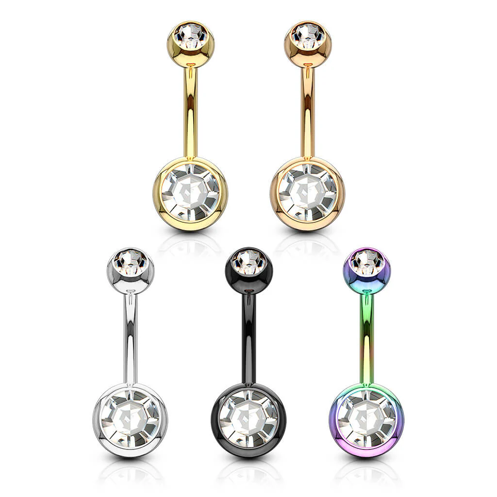 Bauchnabelpiercing Zirkonia Rund PVD, 5 Stück - Image 2
