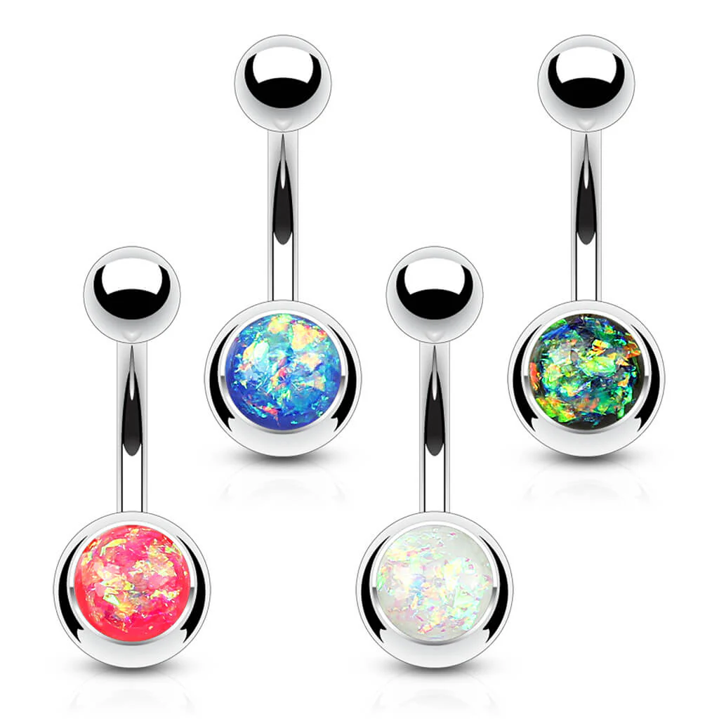 Bauchnabelpiercing Kugel Opal Silber, 4 Stück - Image 2