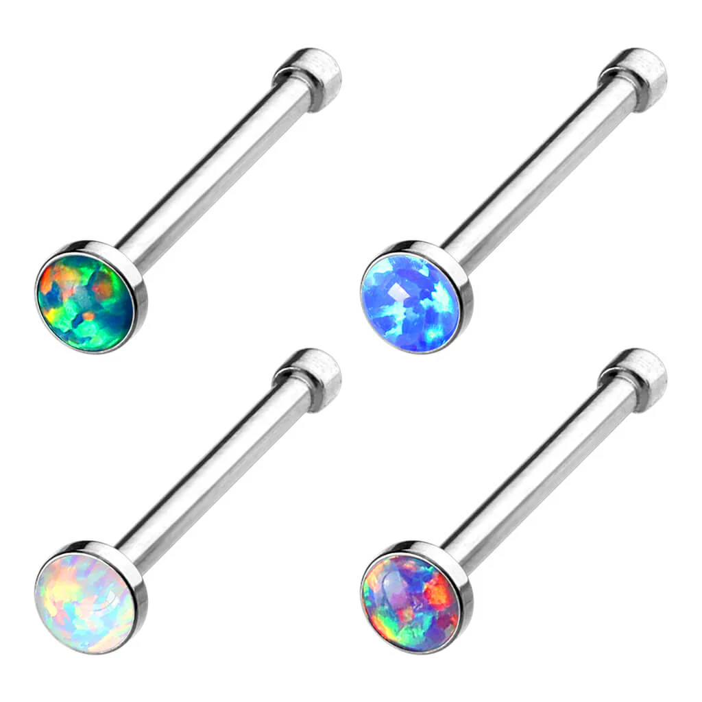 Nasenstecker Opal Rund Silber, 4 Stück - Image 2