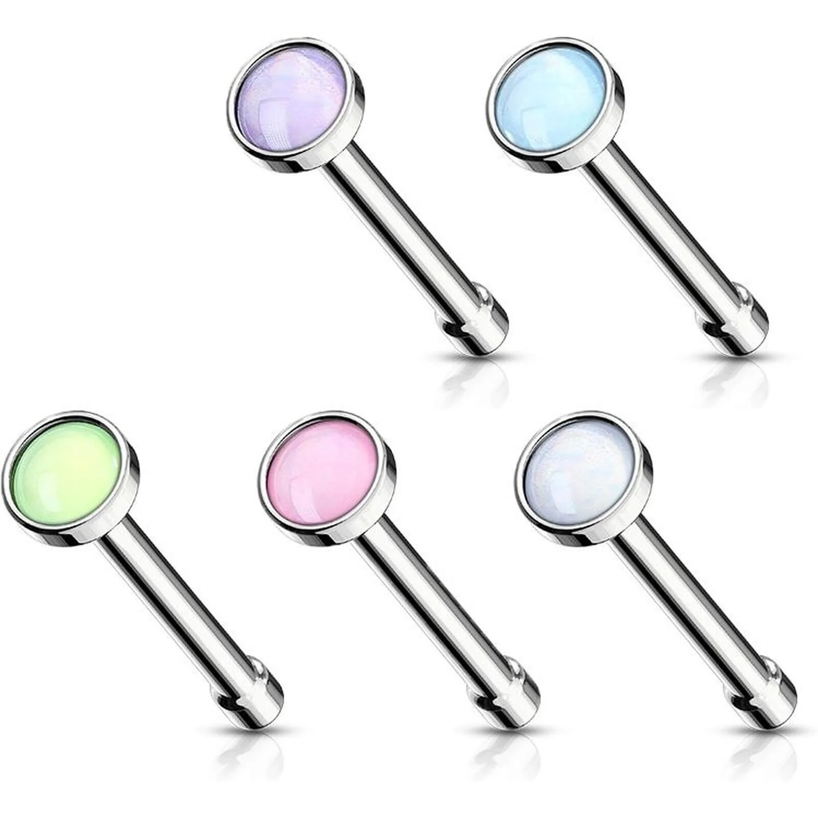 Nasenstecker Opal Rund, 5 Stück