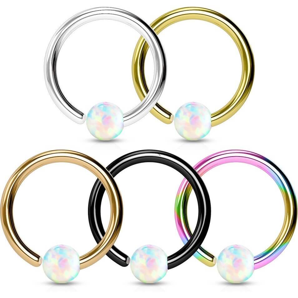 Ring Opal Kugel Klemmkugelring, 5 Stück