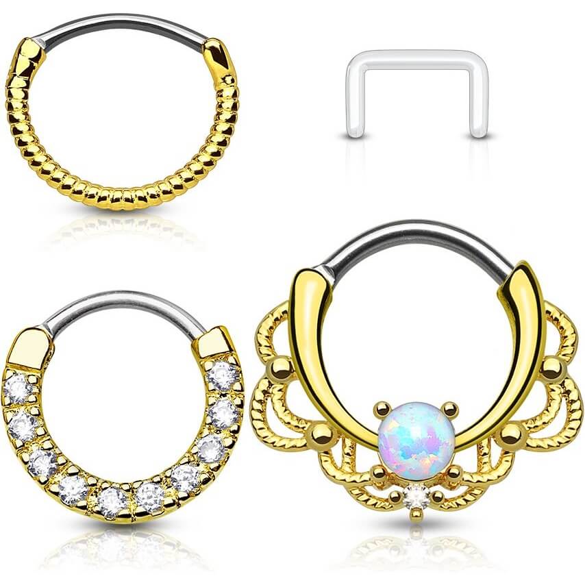 Septum Piercing Set Biegbar, 3 Stück