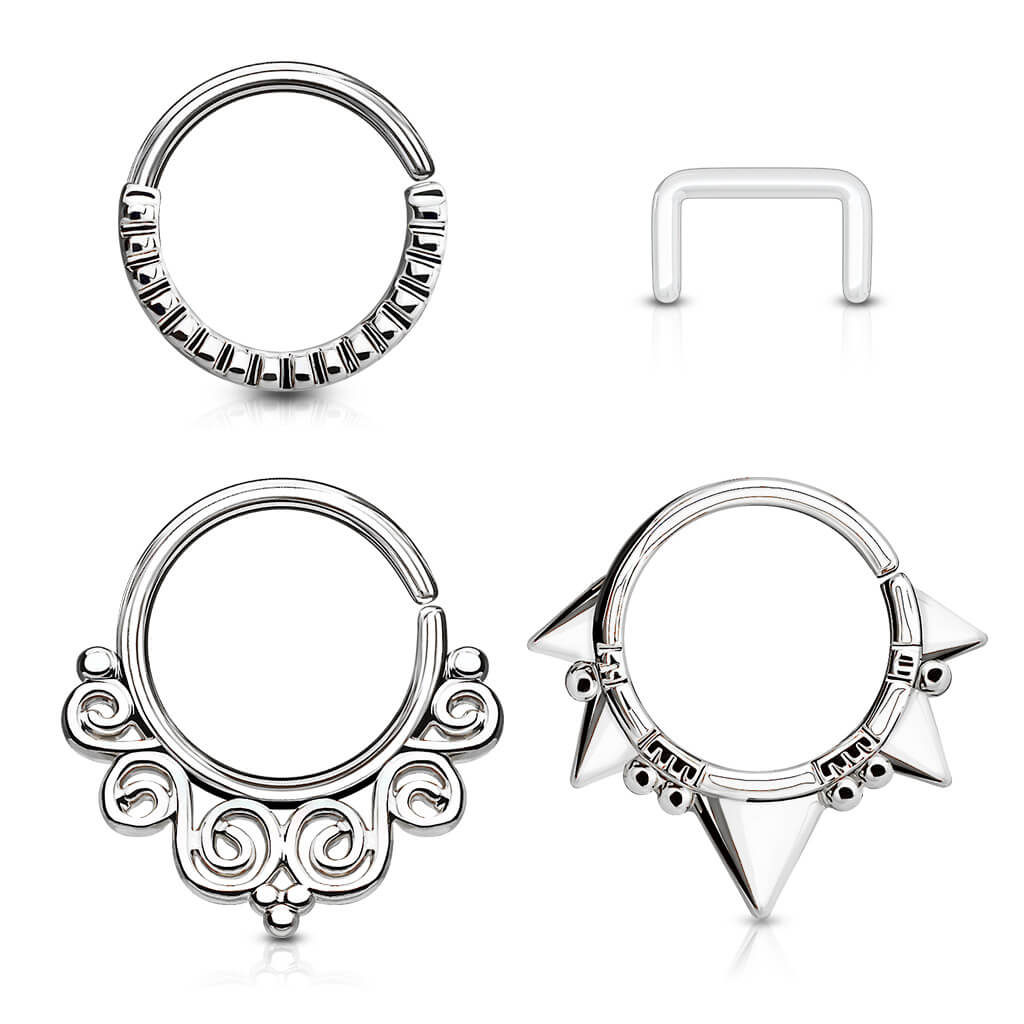 Septum Piercing Set Retainer Ring Biegbar, 3 Stück - Image 4