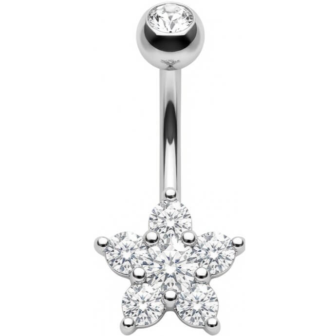 Bauchnabelpiercing Fünfblättrige Kristall Blume Blüte