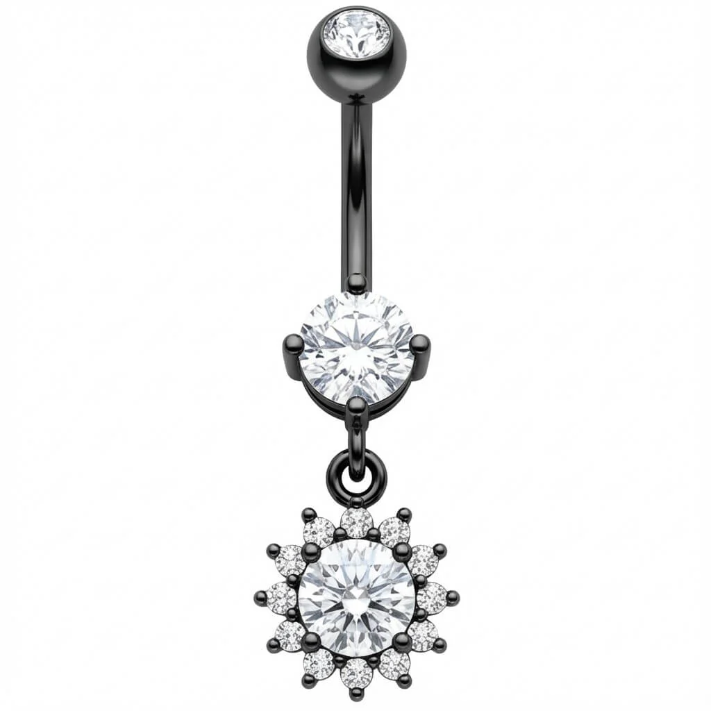 Bauchnabelpiercing Funkelnder Kristall Blüten Anhänger - Image 3