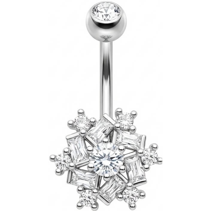Bauchnabelpiercing Kristall Schneeflocke Baguette Cluster
