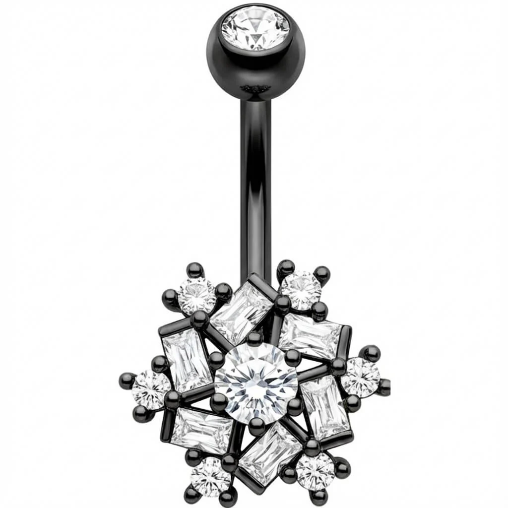 Bauchnabelpiercing Kristall Schneeflocke Baguette Cluster - Image 3