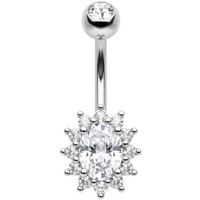 Bauchnabelpiercing Ovaler Kristall Halo Strahlenkranz
