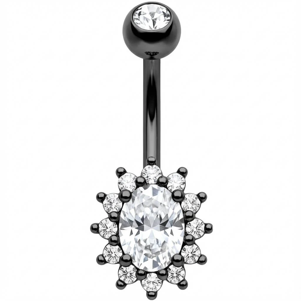 Bauchnabelpiercing Ovaler Kristall Halo Strahlenkranz - Image 3