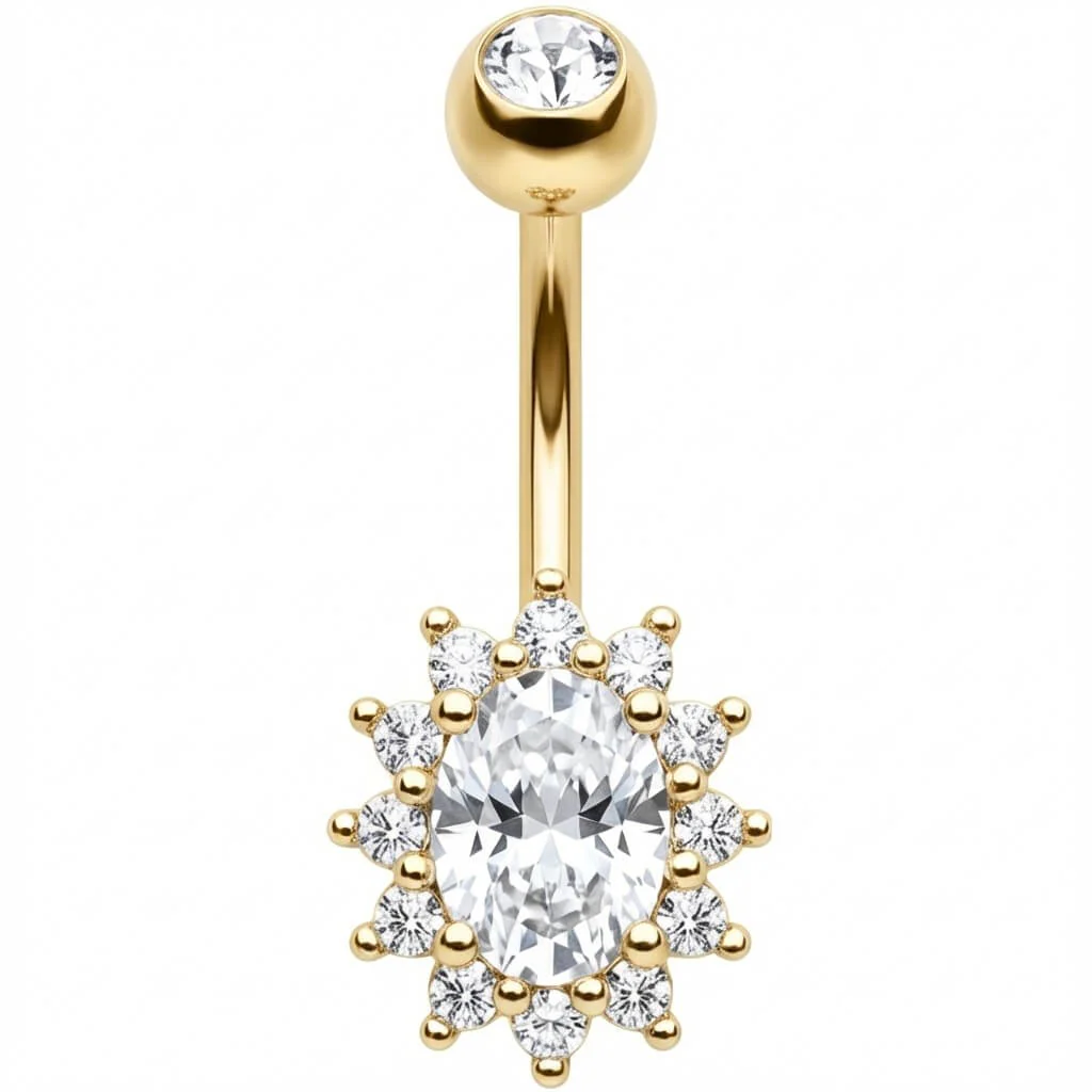 Bauchnabelpiercing Ovaler Kristall Halo Strahlenkranz - Image 4