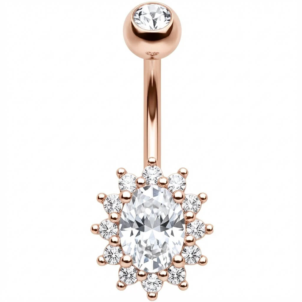 Bauchnabelpiercing Ovaler Kristall Halo Strahlenkranz - Image 5
