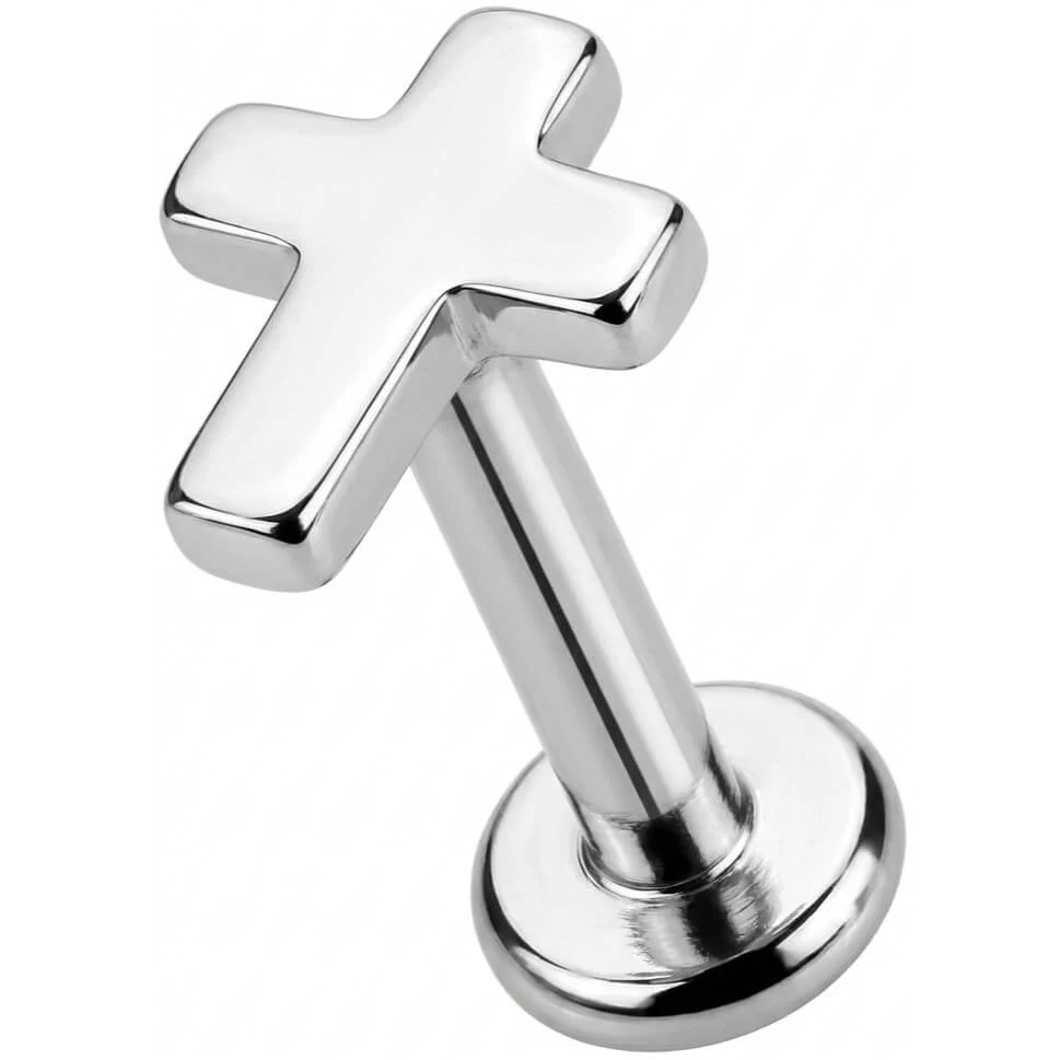 Titan Labret Abgerundetes Kreuz Motiv Innengewinde