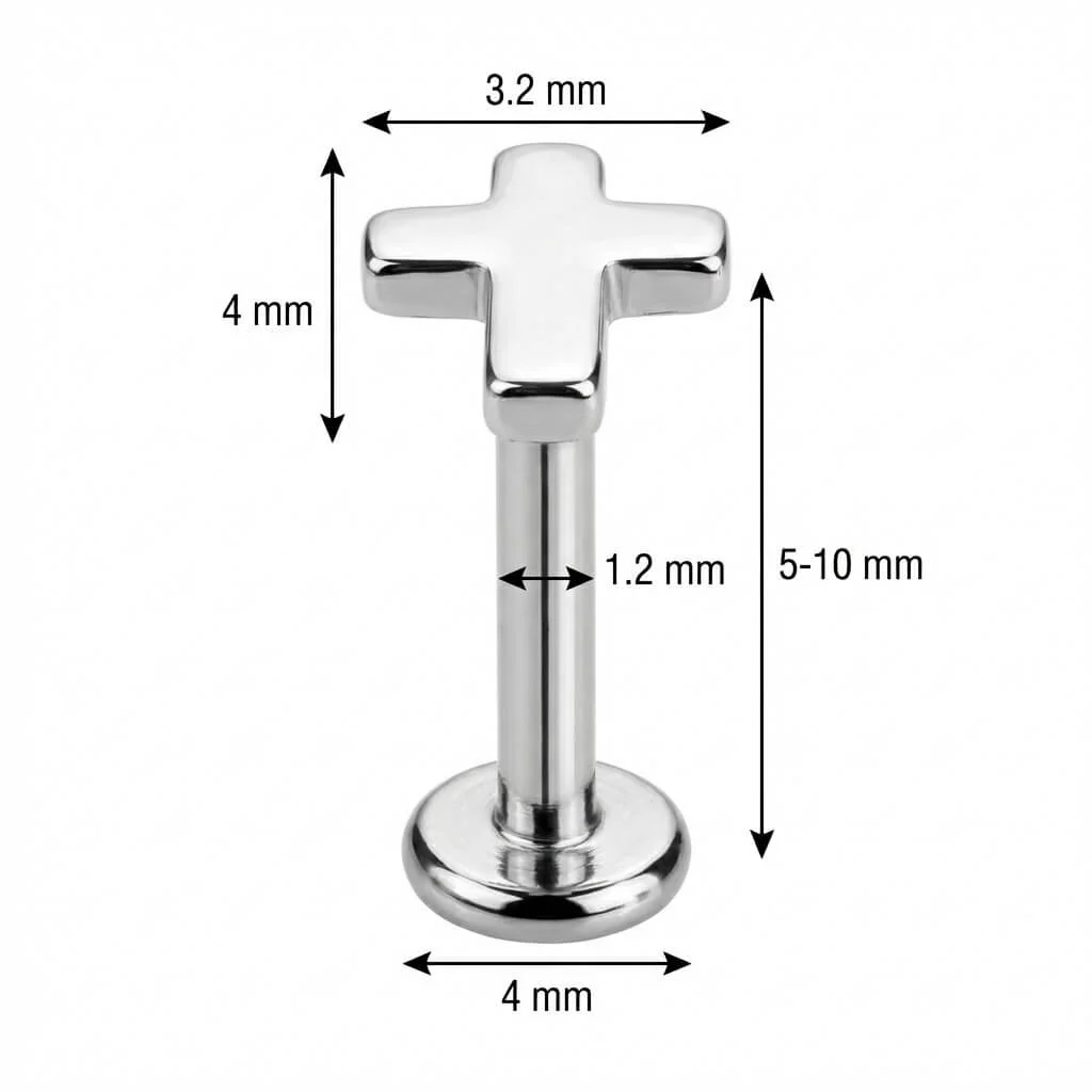 Titan Labret Abgerundetes Kreuz Motiv Innengewinde - Image 2