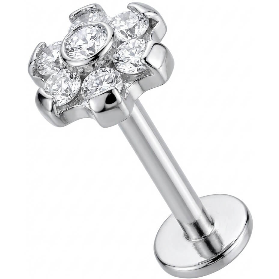 Titan Labret Kristall Blume Cluster Aufsatz Innengewinde