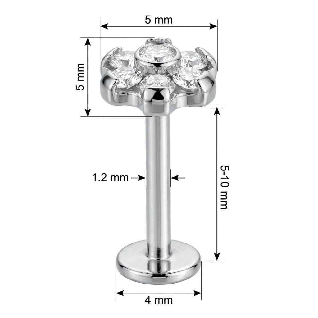 Titan Labret Kristall Blume Cluster Aufsatz Innengewinde - Image 2