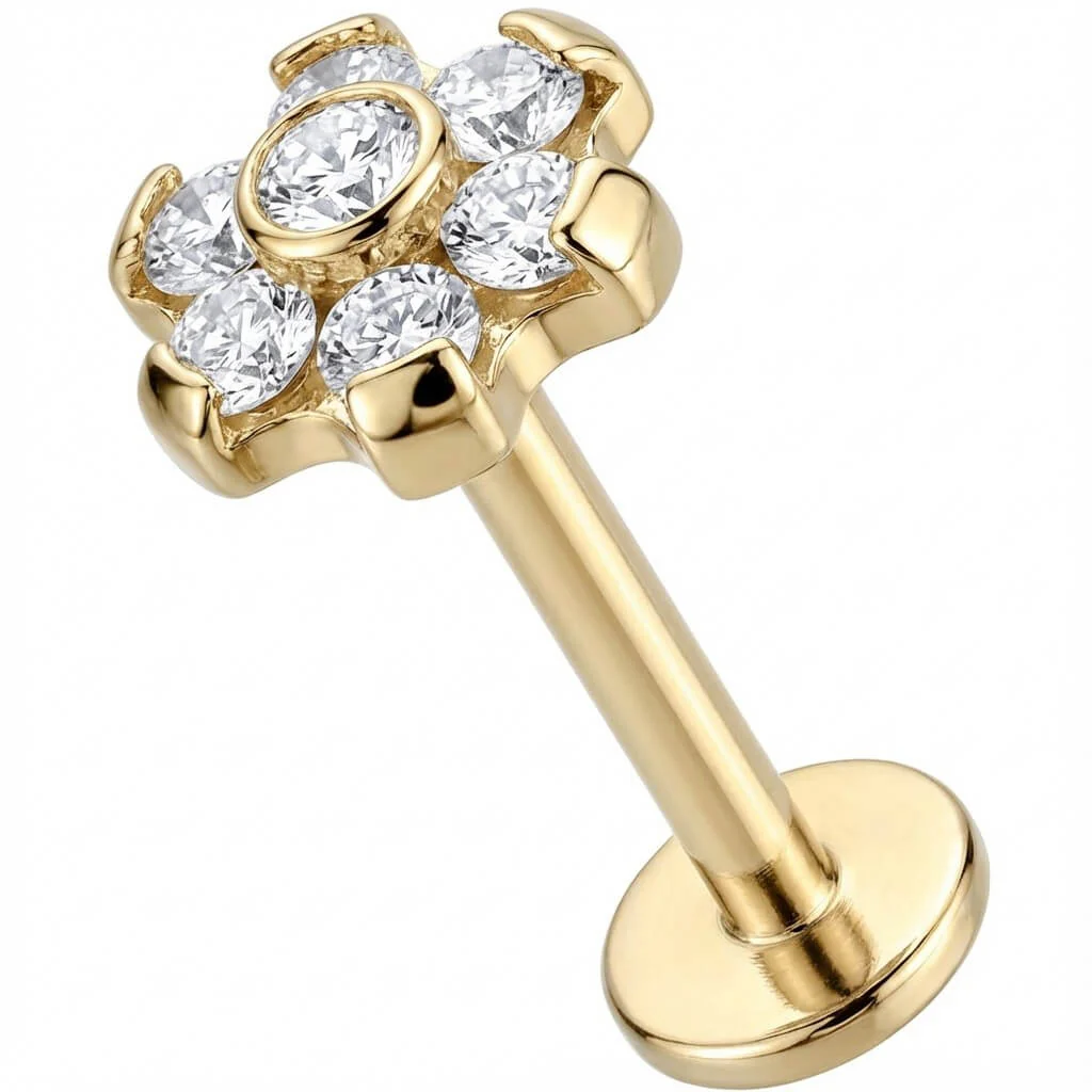 Titan Labret Kristall Blume Cluster Aufsatz Innengewinde - Image 3