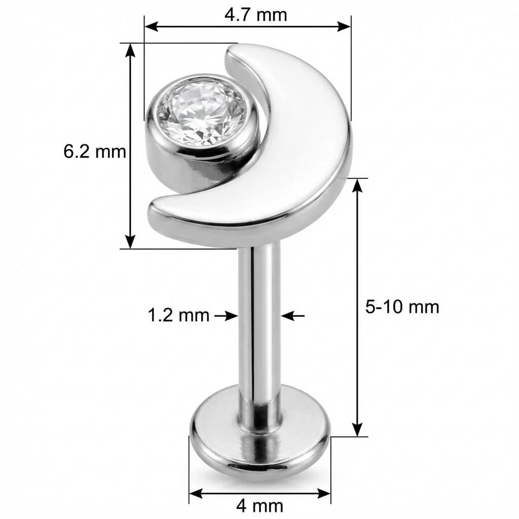 Titan Labret Halbmond mit klarem Kristall Innengewinde - Image 2
