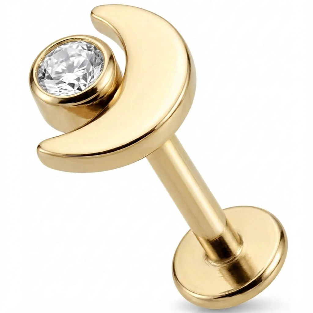 Titan Labret Halbmond mit klarem Kristall Innengewinde - Image 3