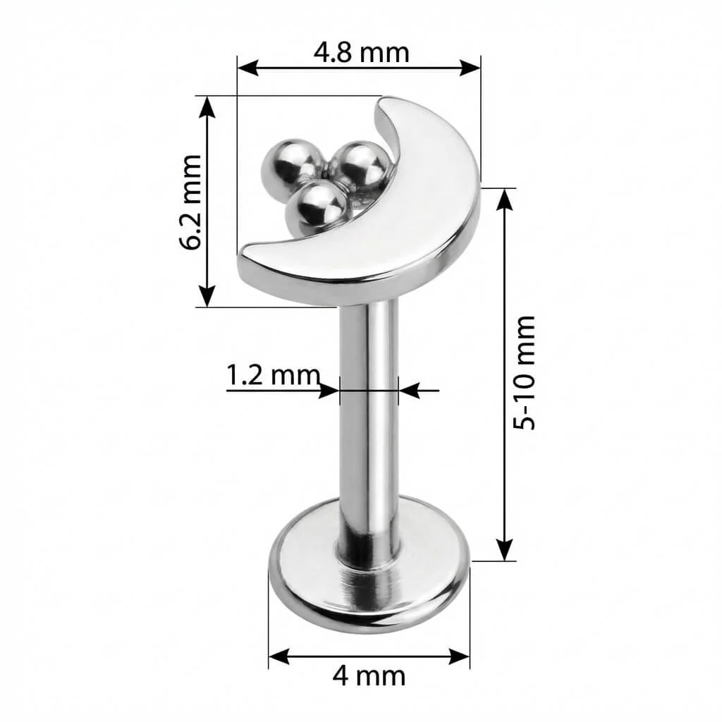 Titan Labret Mondsichel Mit Drei Kugeln Innengewinde - Image 2