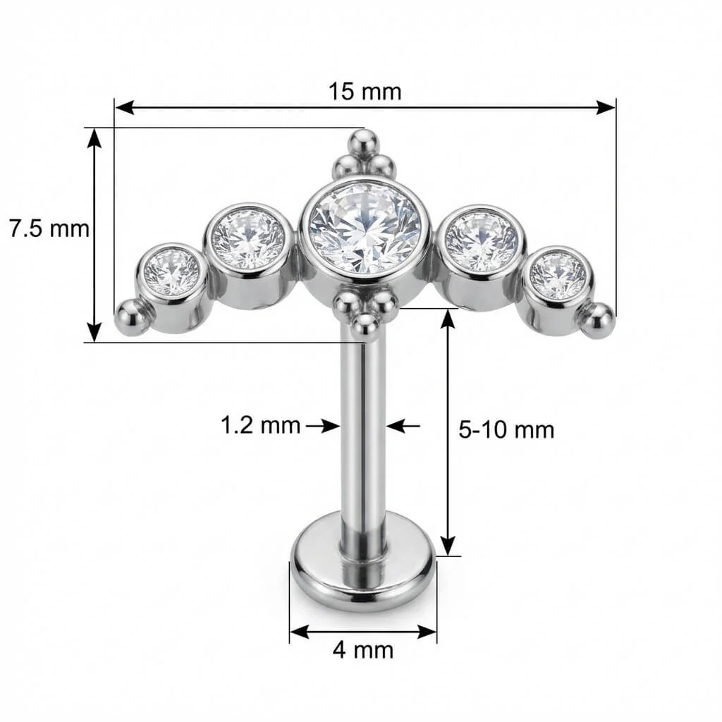 Titan Labret Kristall Tiara Bogen Design Innengewinde - Image 2