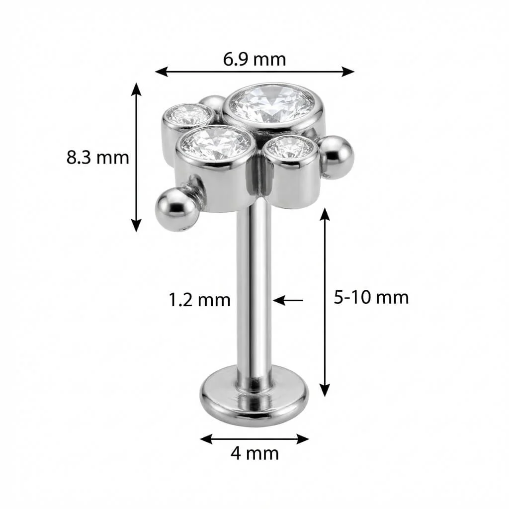 Titan Labret Kristall Trio mit Kugeln Innengewinde - Image 2