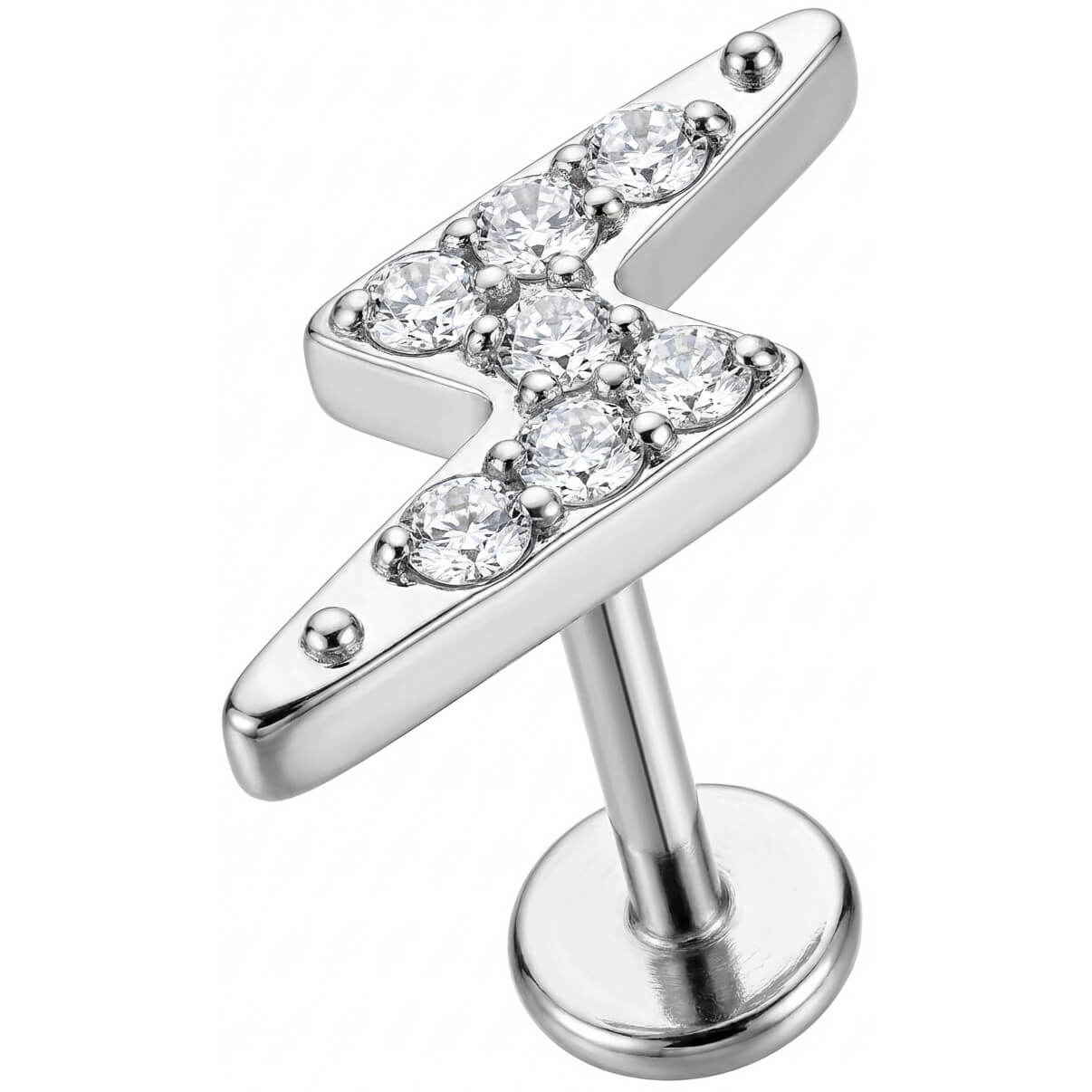 Titan Labret Blitz mit klaren Kristallen Innengewinde
