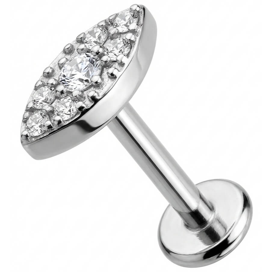 Titan Labret Kristallbesetzte Marquise Form Innengewinde