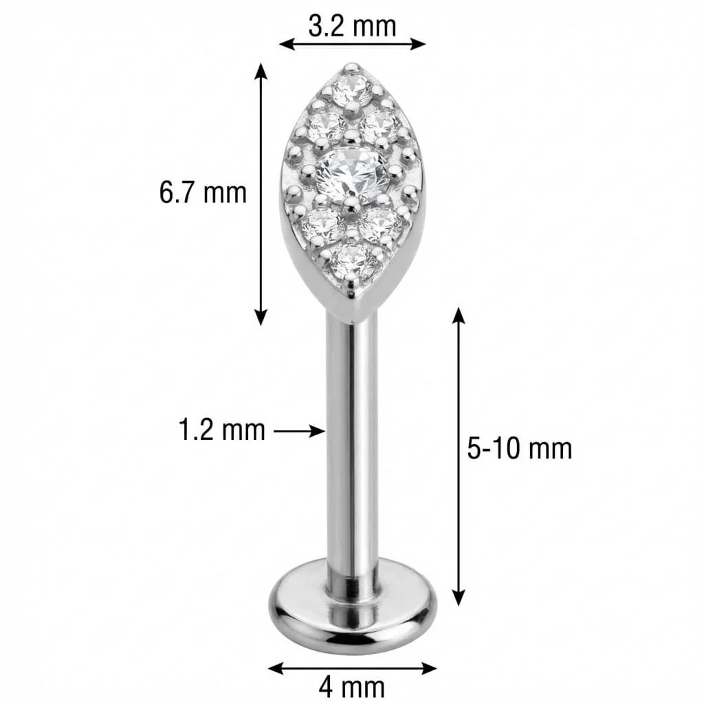 Titan Labret Kristallbesetzte Marquise Form Innengewinde - Image 2