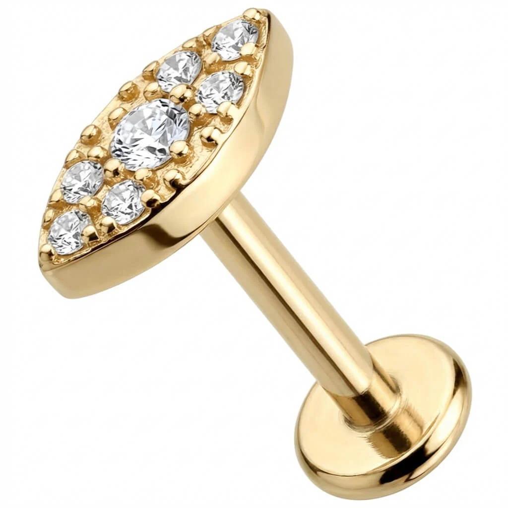 Titan Labret Kristallbesetzte Marquise Form Innengewinde - Image 3