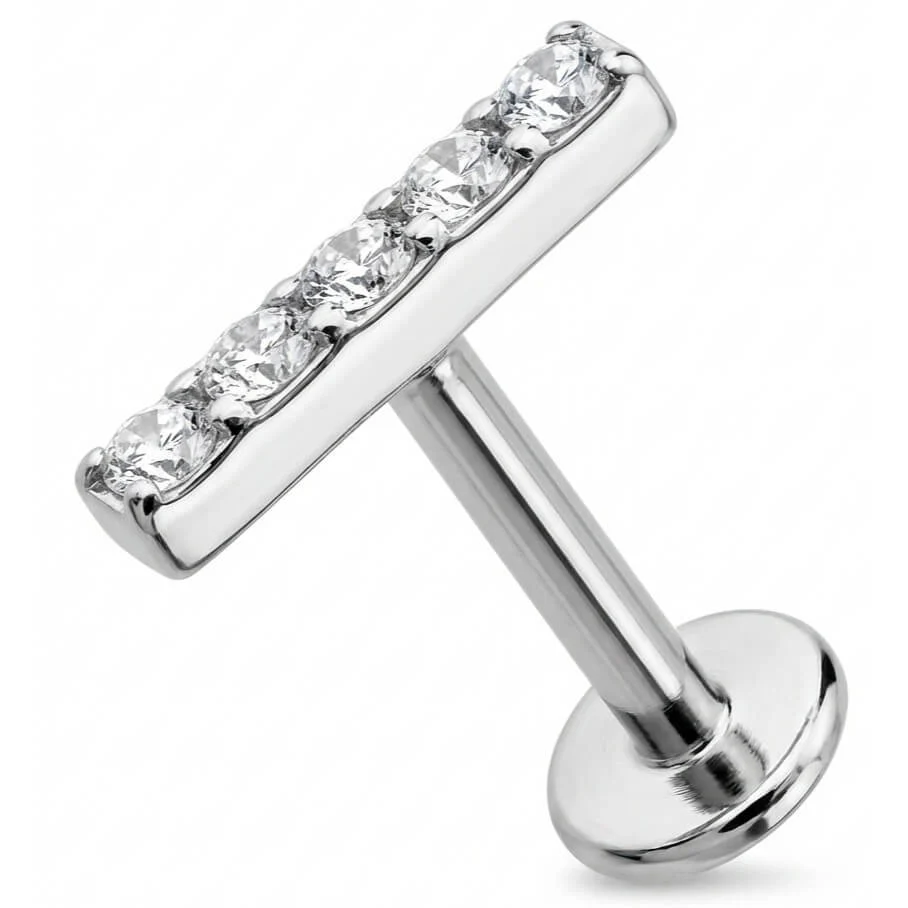 Titan Labret Stab mit fünf Kristallen Innengewinde