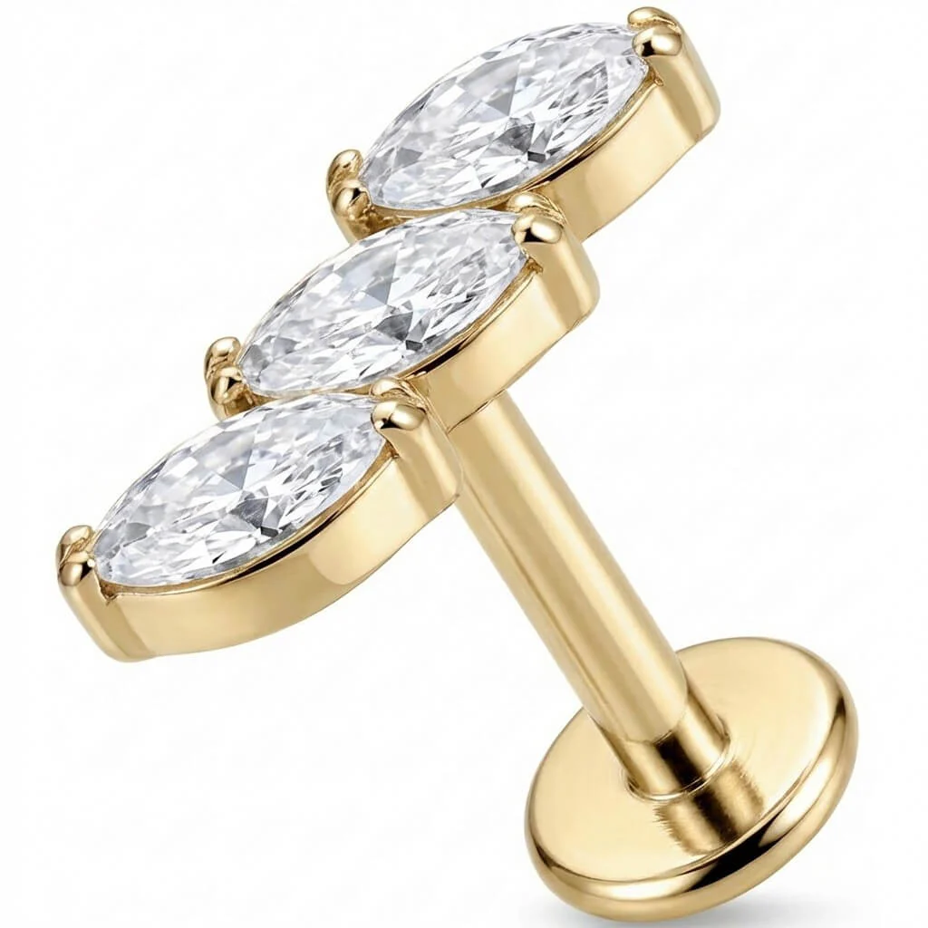 Titan Labret Dreifacher Marquise Kristall Bogen Innengewinde - Image 3